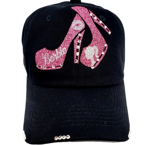 Barbie with Sexy Heel on Black Fitted Baseball Cap - Picture 4 of 5